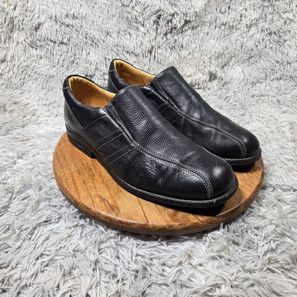 Sandro Moscoloni Men Sz 16D Slip On Shoes Black Leather Y2K Style Driving Loafer - Picture 1 of 8